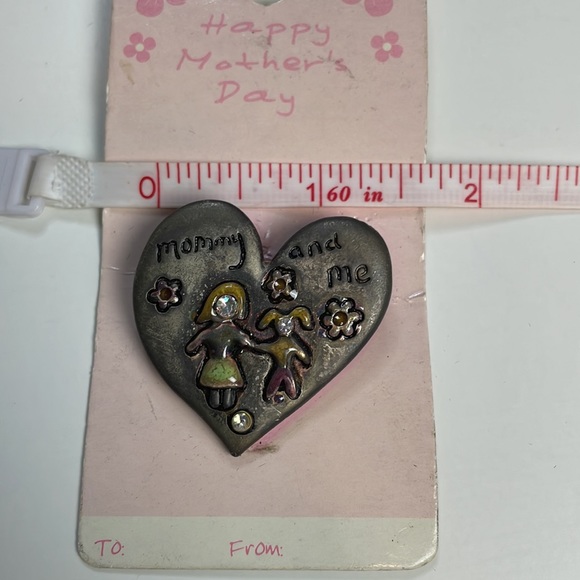 Mommy and Me Heart Brooch with Mom and Daughter with Ponytails NWT - Picture 5 of 6